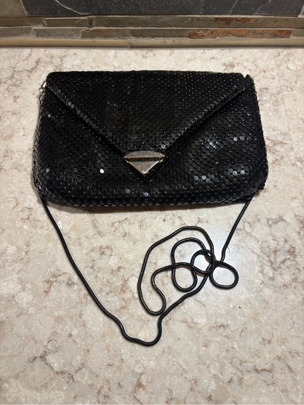 Black Sequin Envelope Crossbody Clutch
